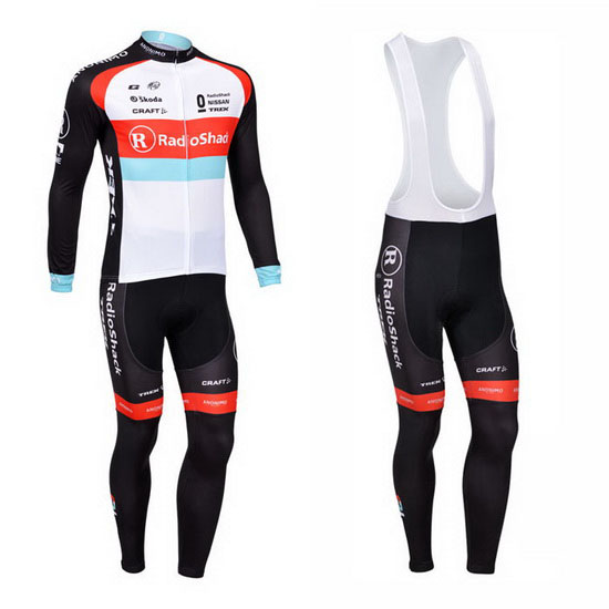 2013 Maillot Radioshack Tirantes Mangas Largas Blanco Y Negro